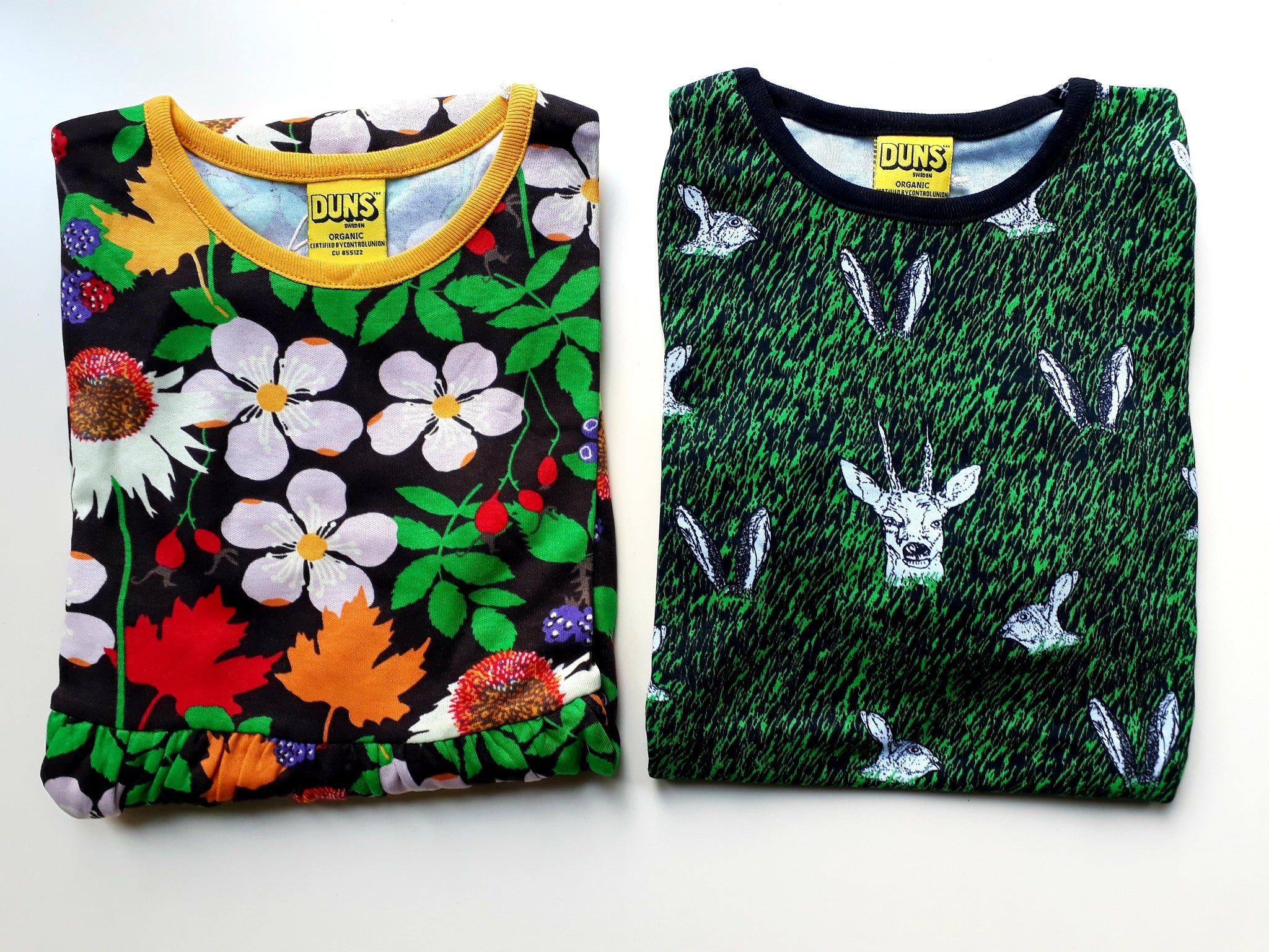 Jurk / Long Sleeve Dress Gathered Autumn Flowers Brown - Duns Sweden