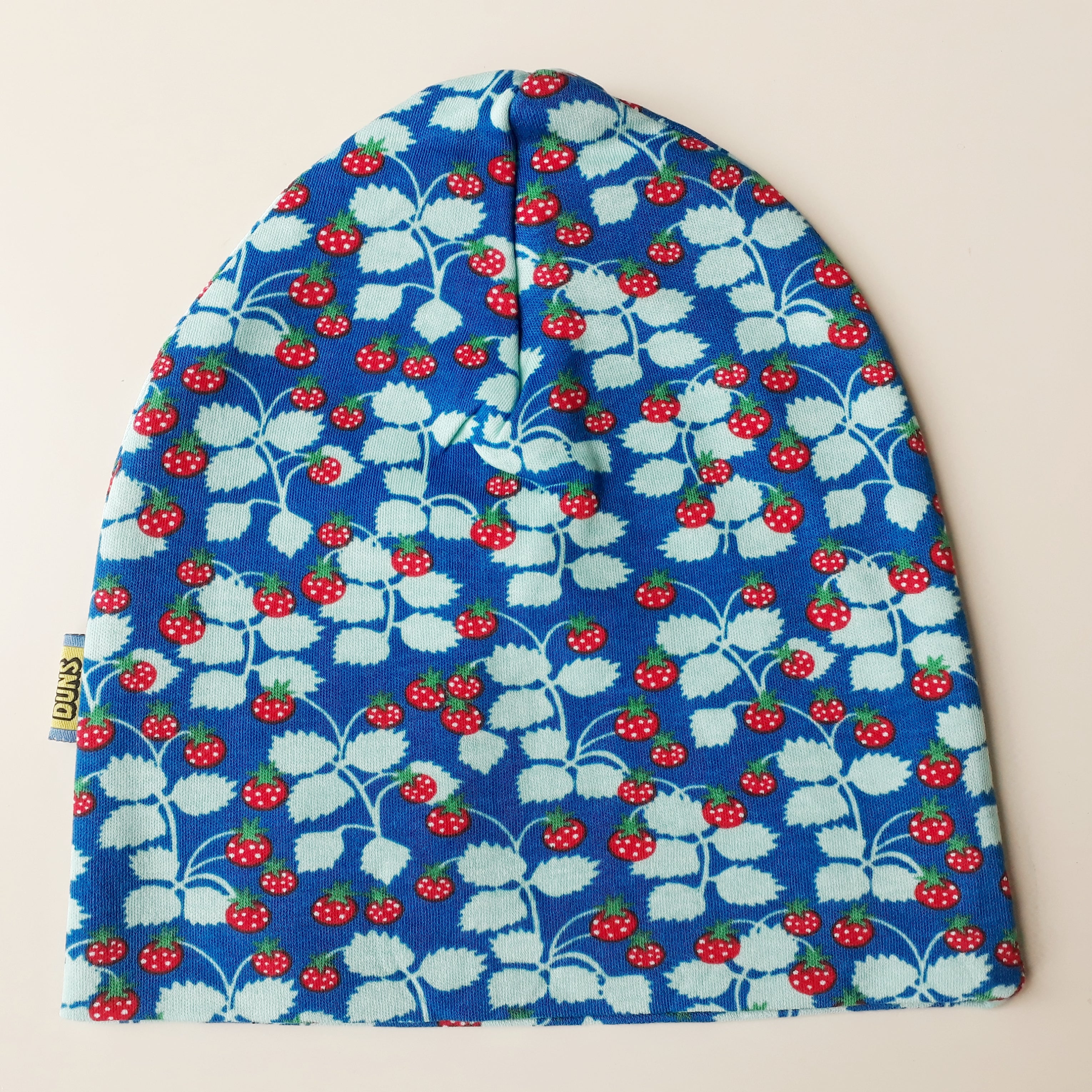 Muts / Double Layer Hat Wild Strawberries Blue - Duns Sweden