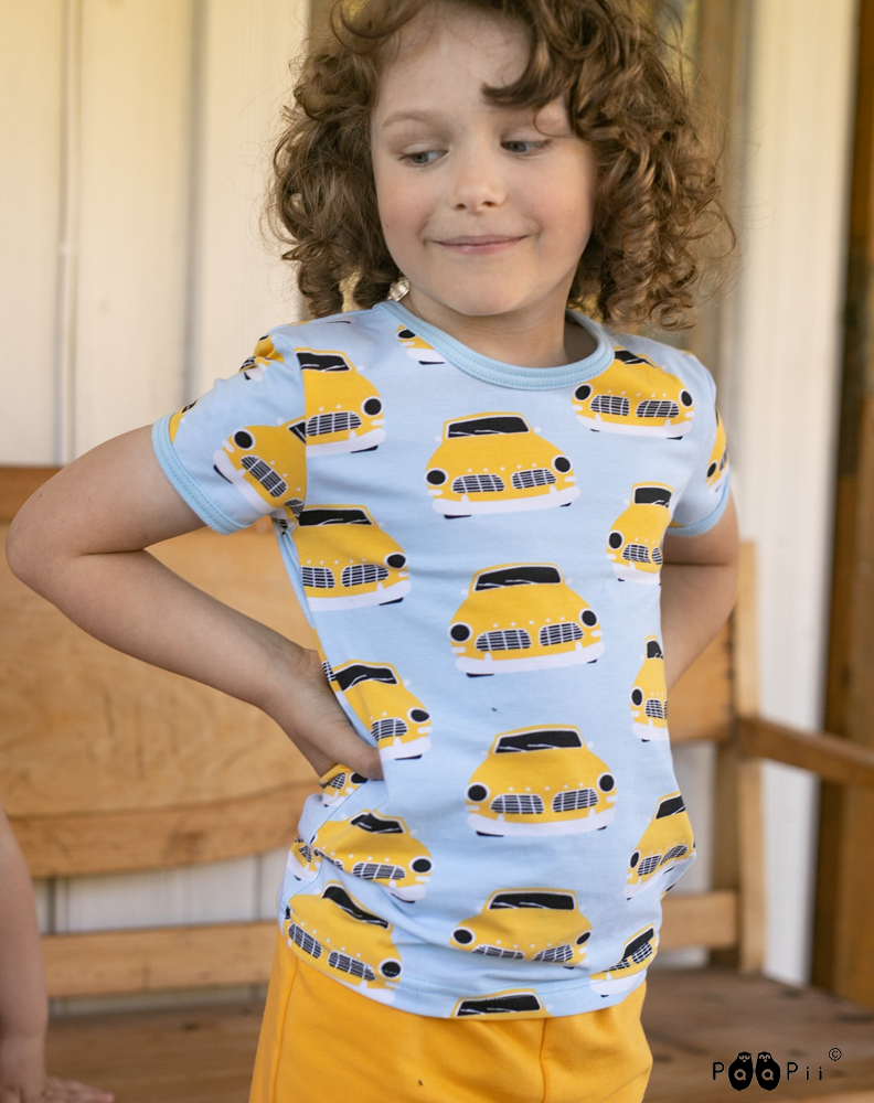 T-shirt VISA Vintage Cars Light Blue 86-140 – Paapii Design