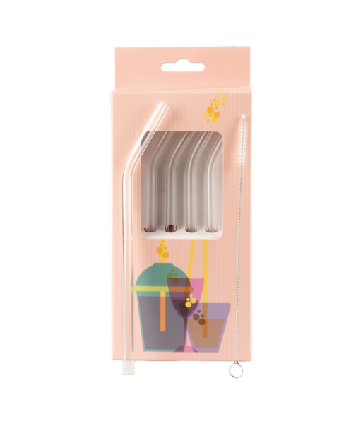 Rietjes Glass straws 4 pcs + brush for cleaning – Muurla