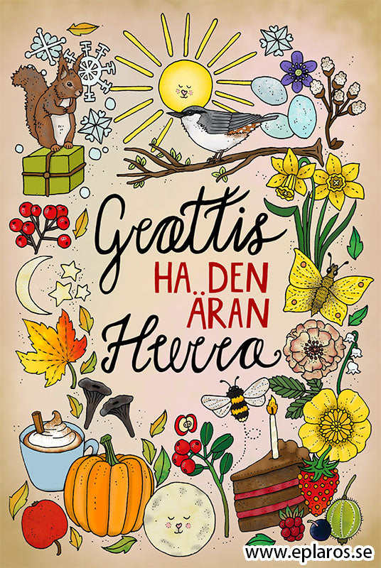 Kaart Grattis, Ha den ären hurra / Gefeliciteerd - Eplaros