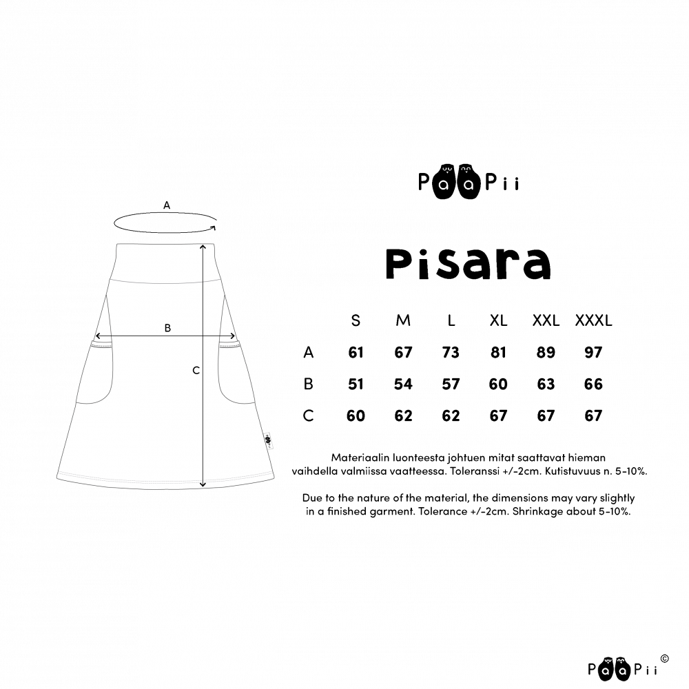 Rok PISARA skirt Ulpukka Rust S-XXXL - Paapii Design