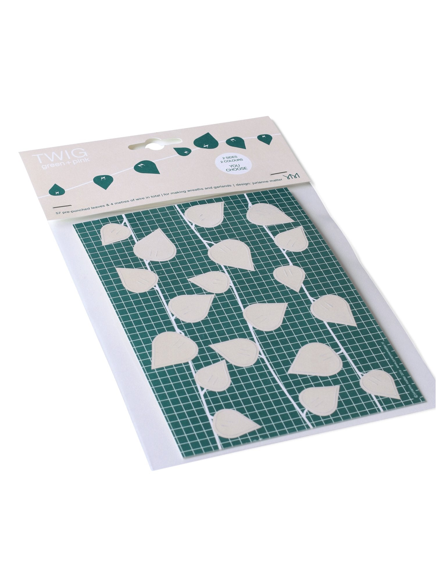 Twig leaves green+pink (tweekleurig) – Jurianne Matter