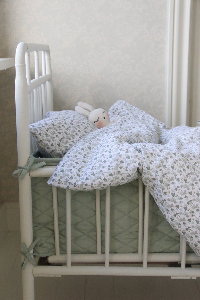 Dekbedset ledikant Little Anemones Green – Littleheart