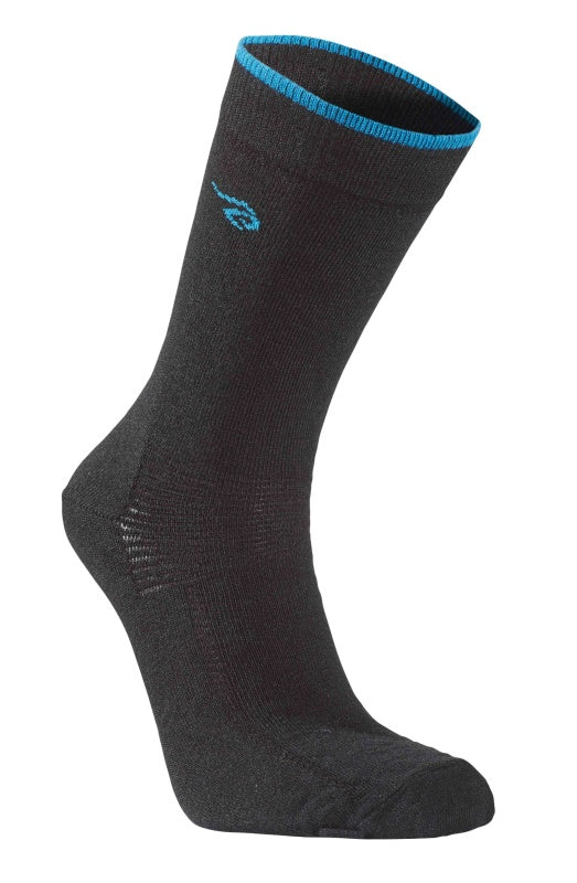 Thin Wool Sock (90 % merinowol) black turquoise – Ivanhoe of Sweden
