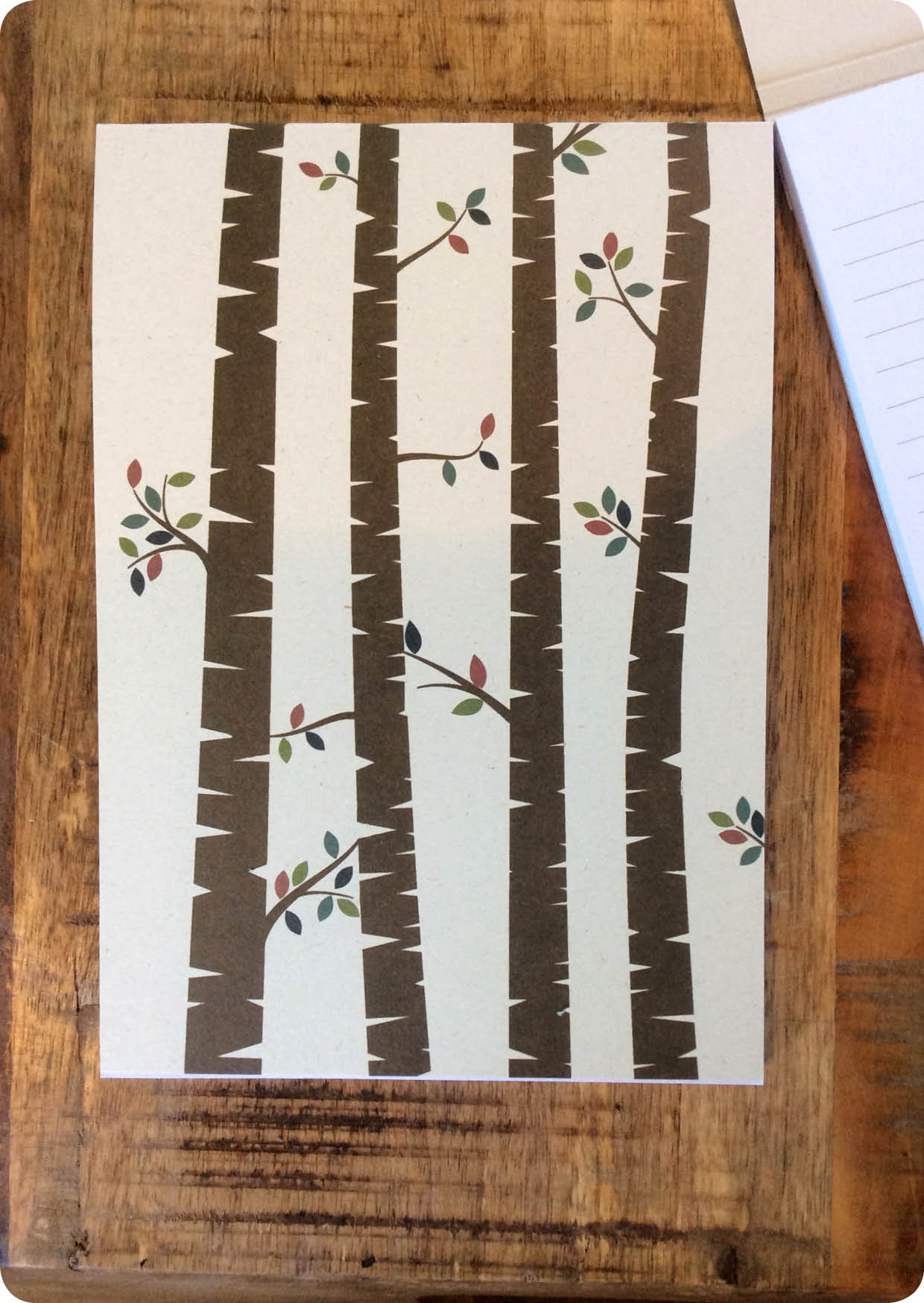 Organic schrijfblok A5 met boomprint – Zintenz Organic Cards