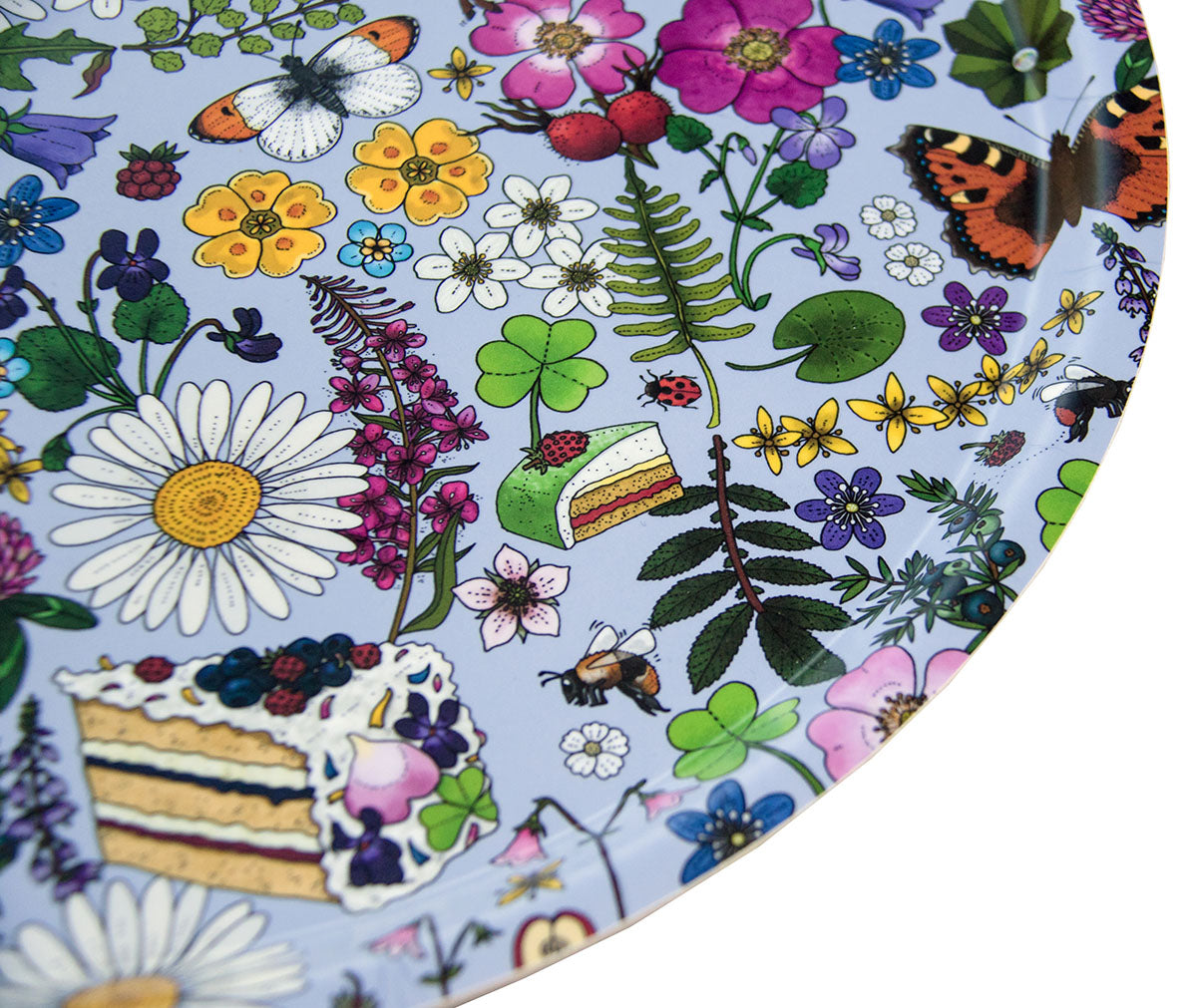 Dienblad / TRAY / Bricka i björk Ø38 cm – Sommartårta – Eplaros