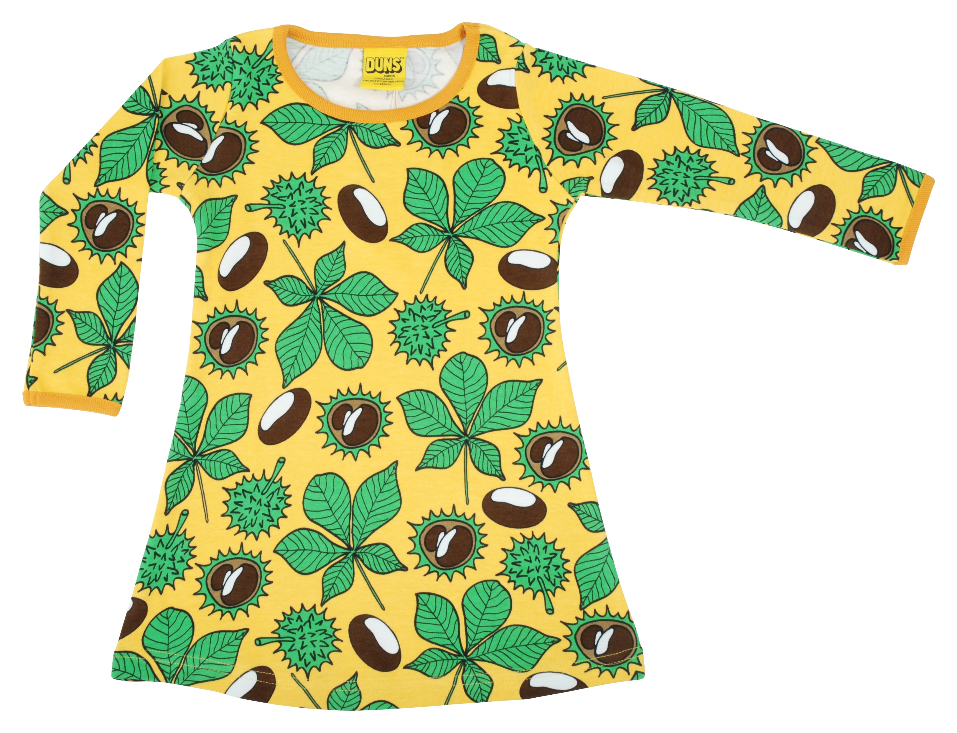 Jurk / Long Sleeve Dress Chestnut Daffodil Yellow - Duns Sweden