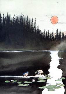 Kaart Emiel zwemt - Björn Berg - K. Hjelm Förlag