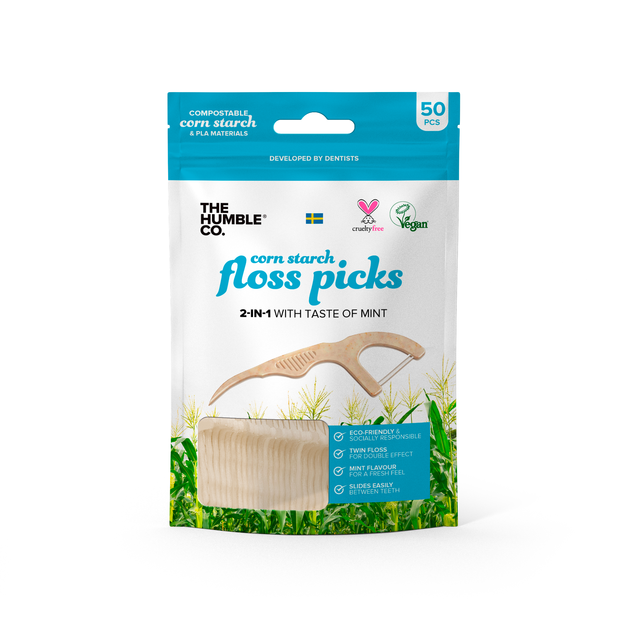 Floss Picks Corn Starch Naturel – Humble Co.