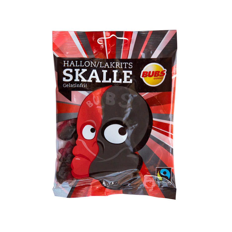 Drop met frambooswinegum / Hallon/Lakritsskalle (Vegan & Glutenvrij) 190 gram – Bubs