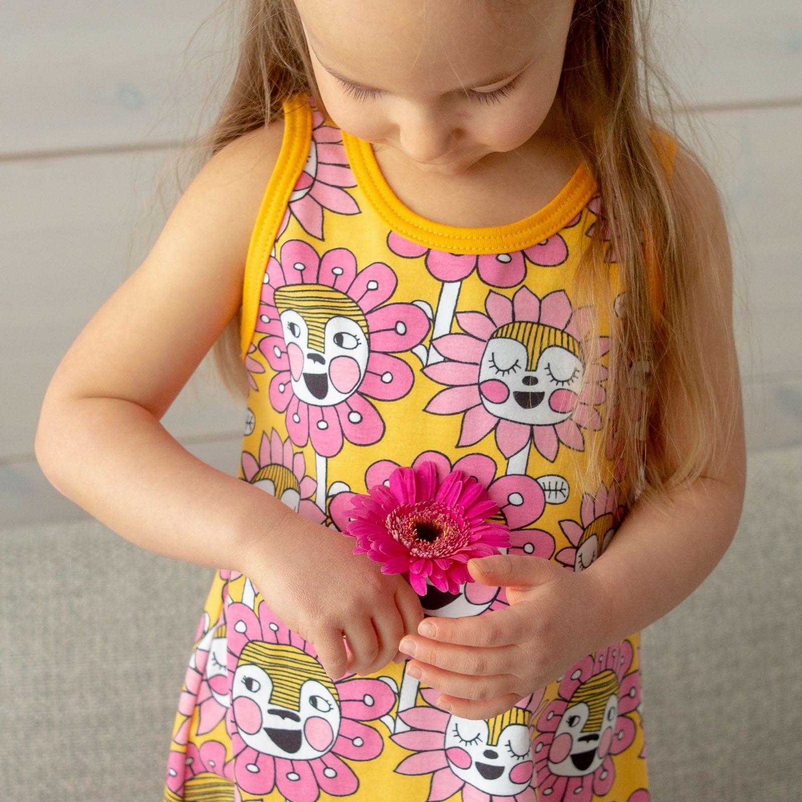 Jurk HELINÄ dress Bloomation Sun Pink 86-122 – Paapii Design