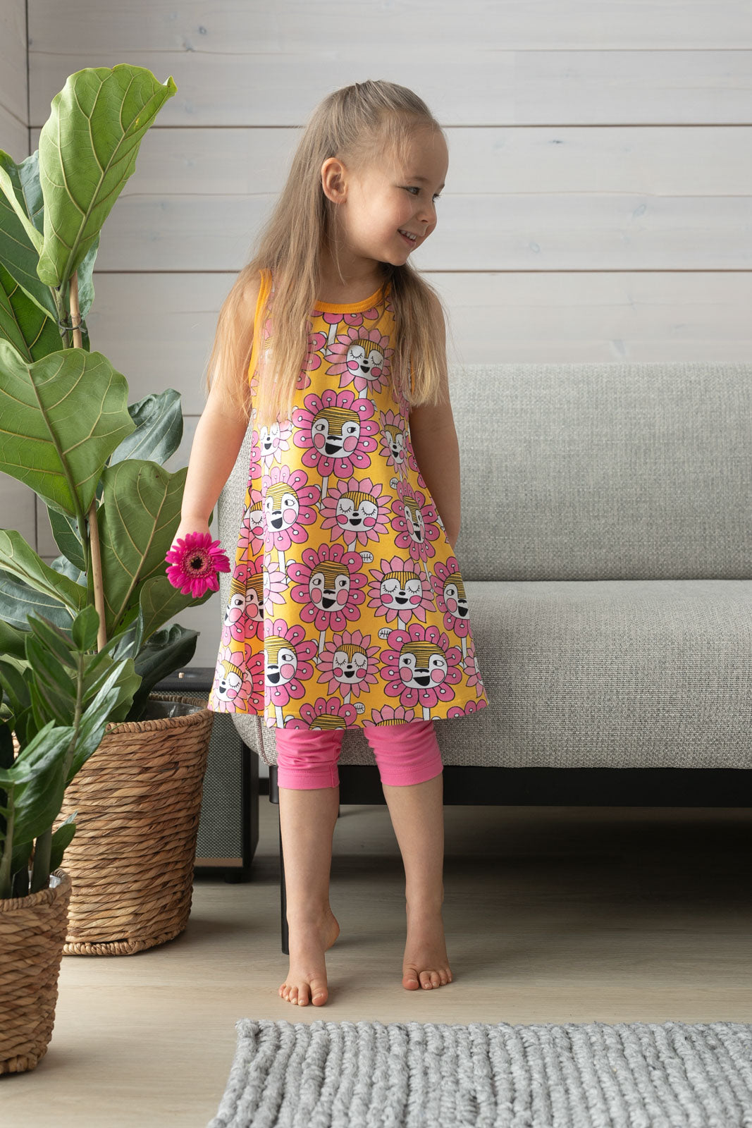 Jurk HELINÄ dress Bloomation Sun Pink 86-122 – Paapii Design