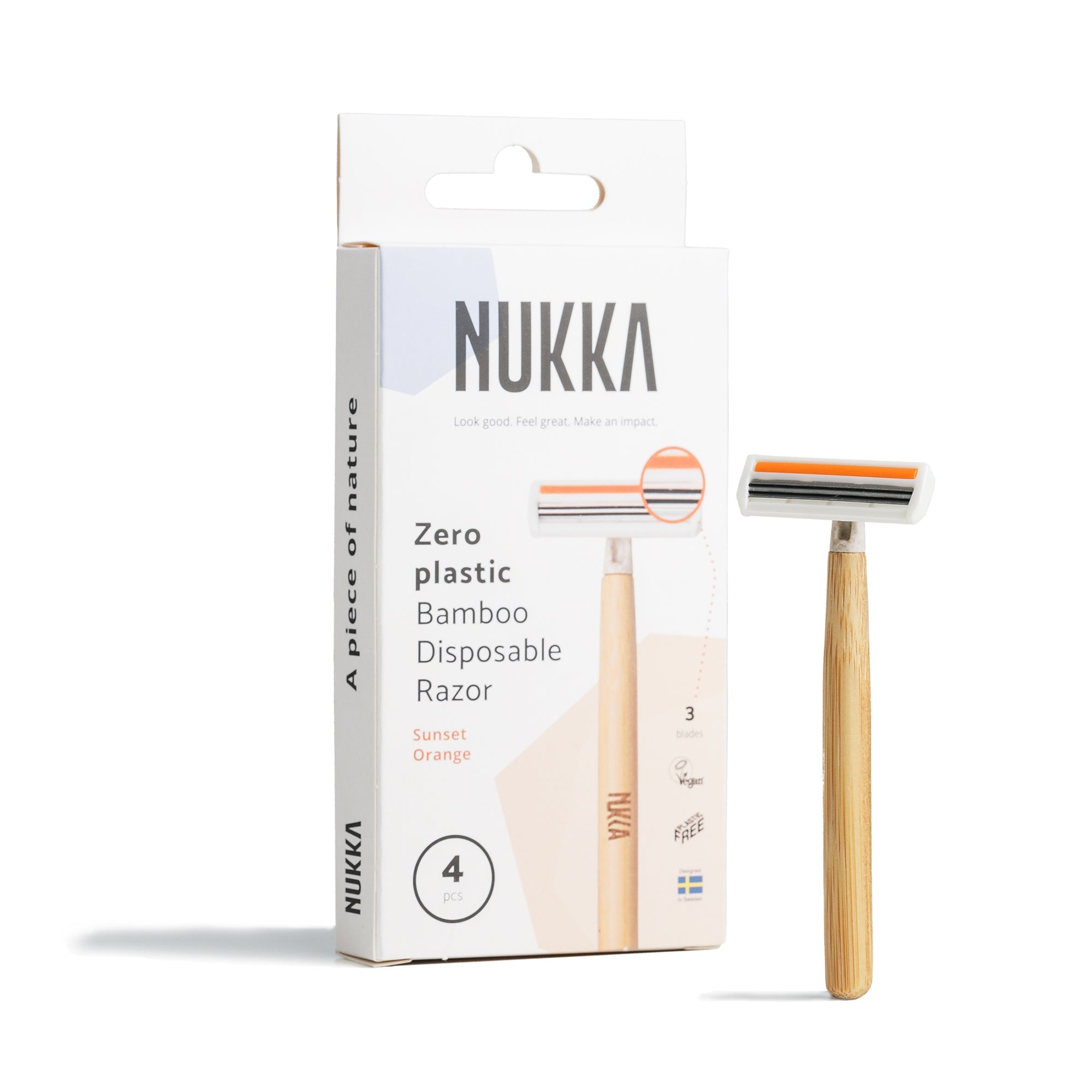 Bamboe scheermesjes oranje 3 mesjes – 4-pack - Nukka