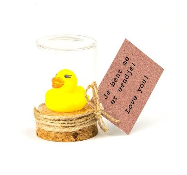 Eend in glazen stolp - Je bent me er eendje! Love you! – Sidedish