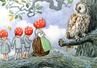 Tomtebobarnen / Kabouterkinderen bij de uil - Elsa Beskow – K. Hjelm Förlag