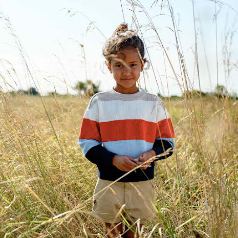 Trui Kelly Knit Sweater Navy Mix Stripe (t/m 164) – EBBE Sweden