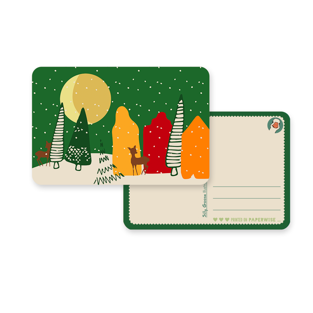 Kerstkaart Winterhuisjes - Silly Goose
