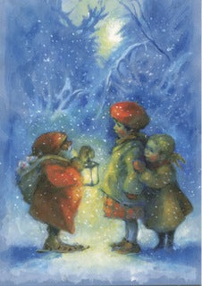 Kaart Kerstkabouter met lantaarn - Lyktan - Elisabeth Nyman – K. Hjelm Förlag