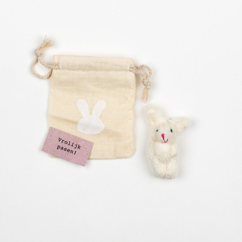 Mini Kuffel Konijn in zakje vrolijk pasen – Sidedish
