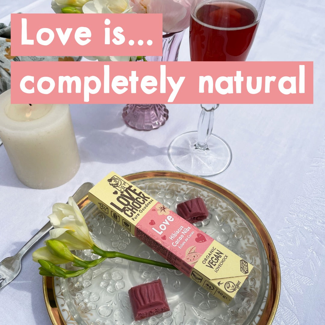 Bio Chocolade Hibiscus Cacao Nibs (glutenvrij & vegan) - Lovechock