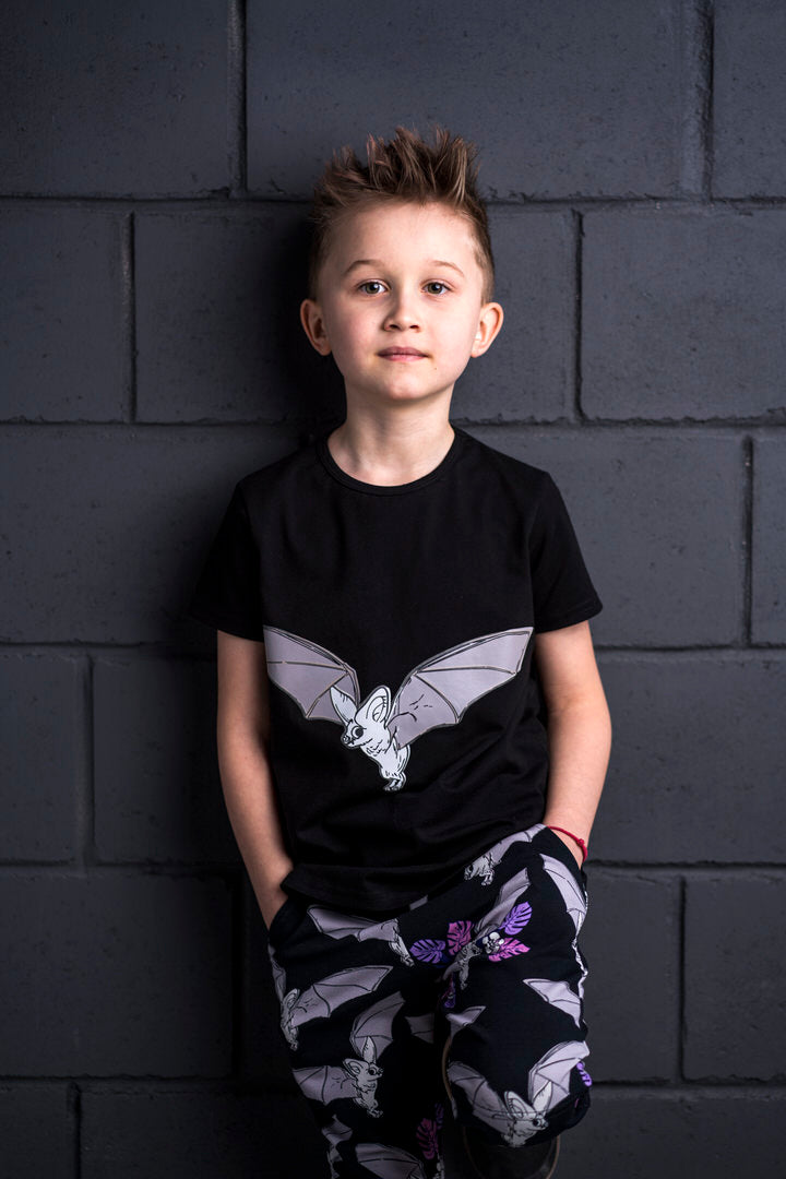 T-shirt Black Bat GLOW IN DARK - Mullido