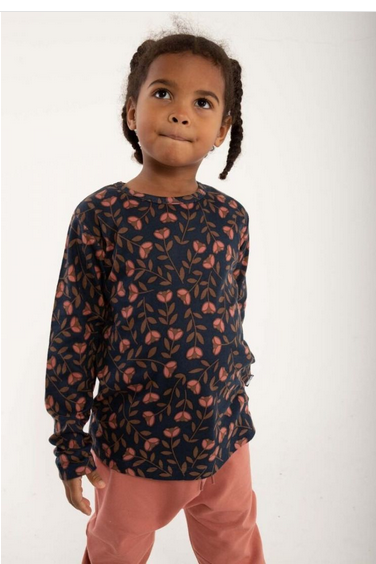 Longsleeve Danemist Blouse Dk Navy/Brown Beige FLEURIE - Danefae / DYR