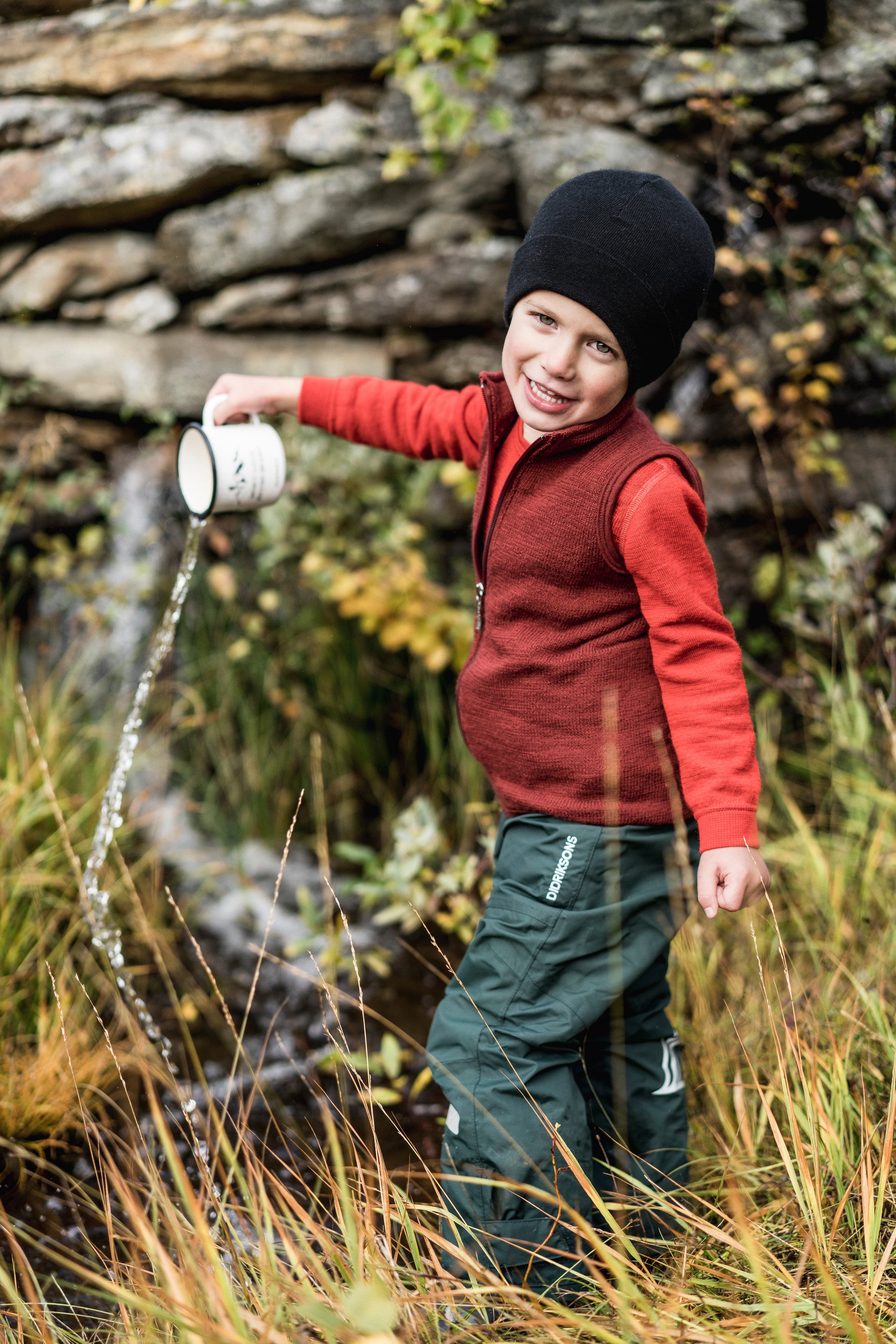 Kids thermo longsleeve / Crewneck 200 Autumn Red - Woolpower