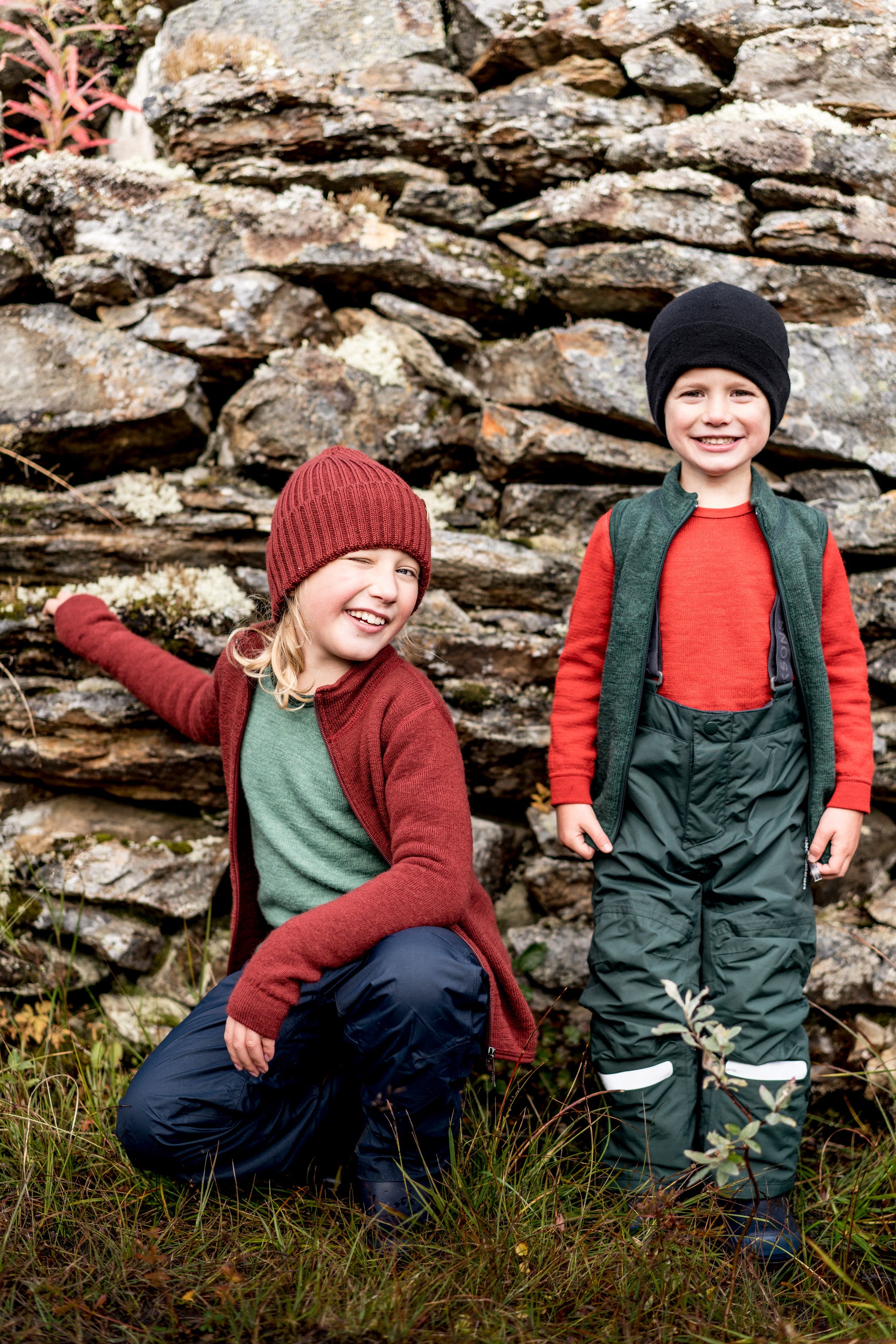 Kids thermo longsleeve / Crewneck 200 Autumn Red - Woolpower