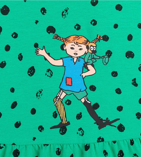 Jurk Speckle Ruffle Dress green – Pippi Langkous