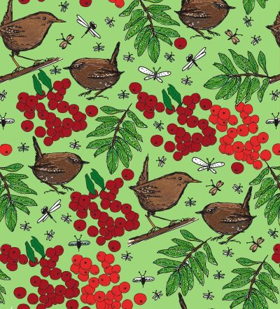 Jurk / Long Sleeve Dress w gather skirt Rowanberry Green - Duns Sweden