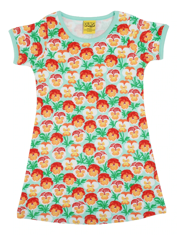 Jurk / Short Sleeve Dress Pansy Beach Glass - Duns Sweden
