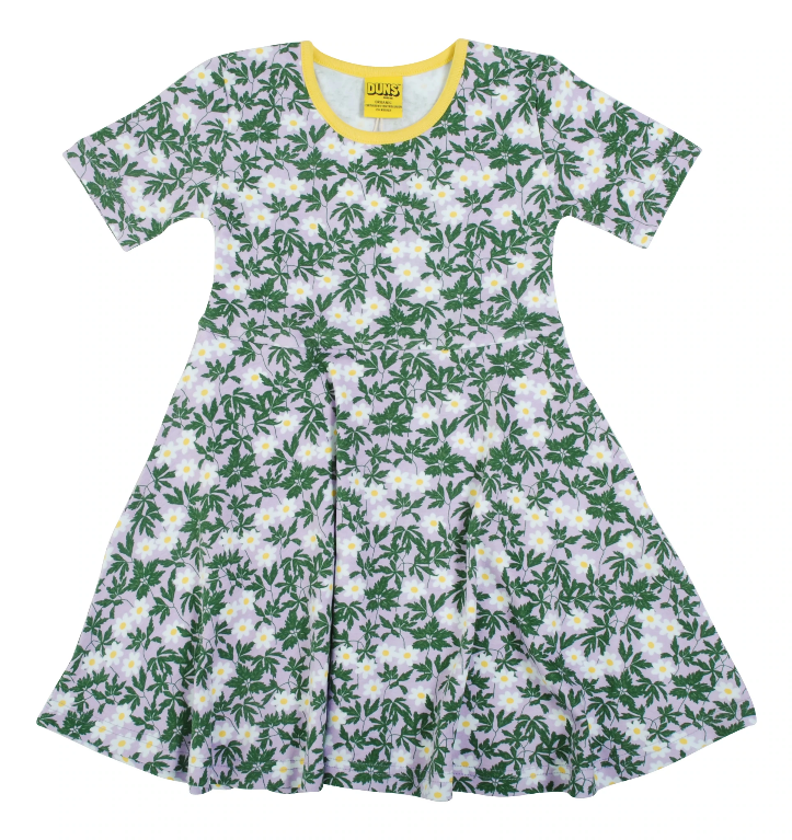 Jurk / Short Sleeve Skater Dress Wood Anemone Viola - Duns Sweden