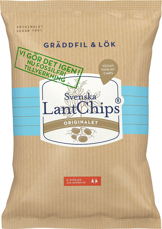 Chips Gräddfil & Lök (vegan & glutenvrij) - Svenska LantChips
