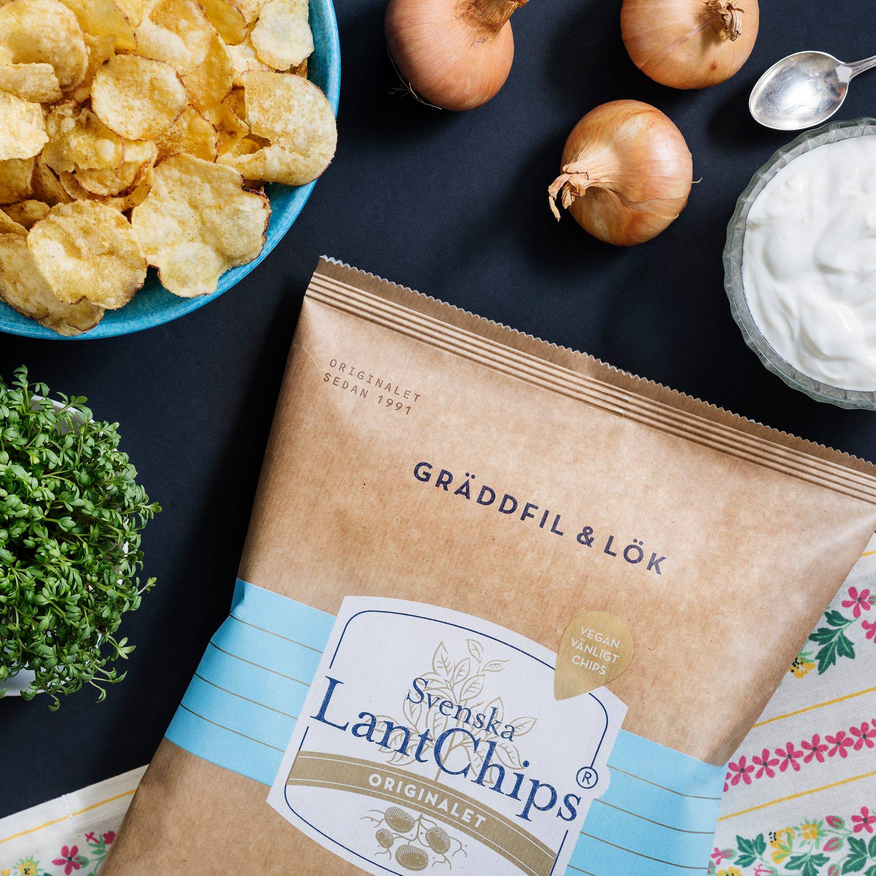 Chips Gräddfil & Lök (vegan & glutenvrij) - Svenska LantChips