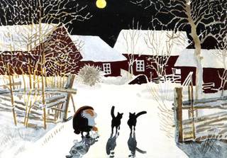 Kaart Tomte in de maneschijn - Harald Wiberg – K. Hjelm Förlag