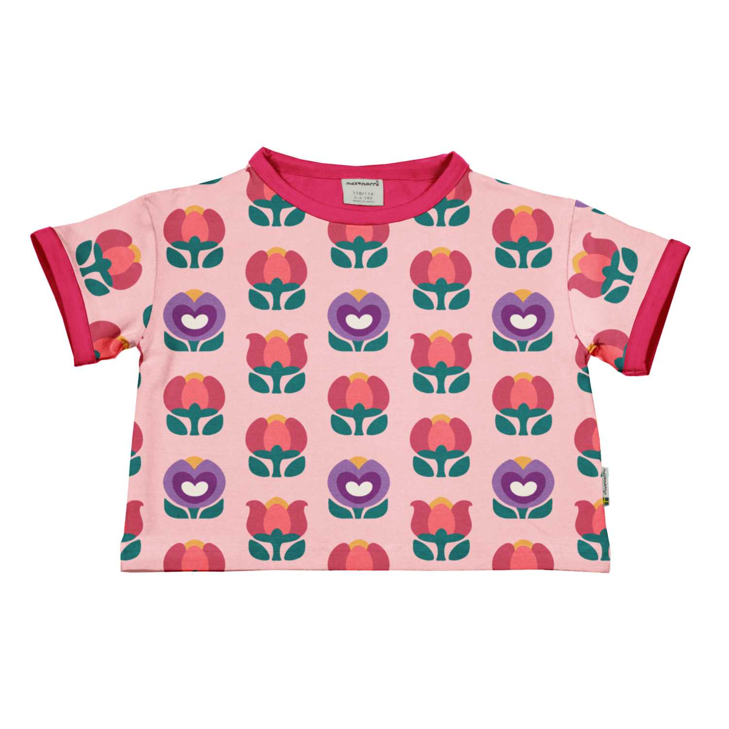 T-shirt SS Cropped Picnic Tulip - Maxomorra