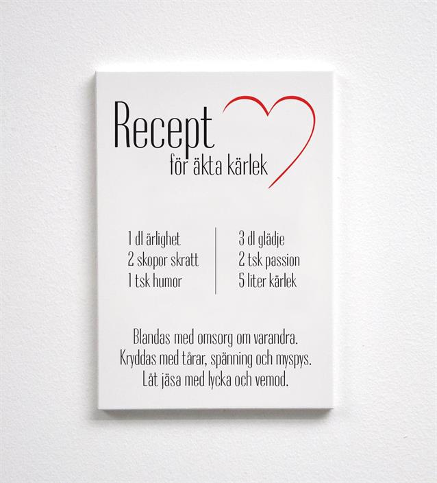 Houten bord / Trätavla A4, Kärleksrecept – Mellow Design