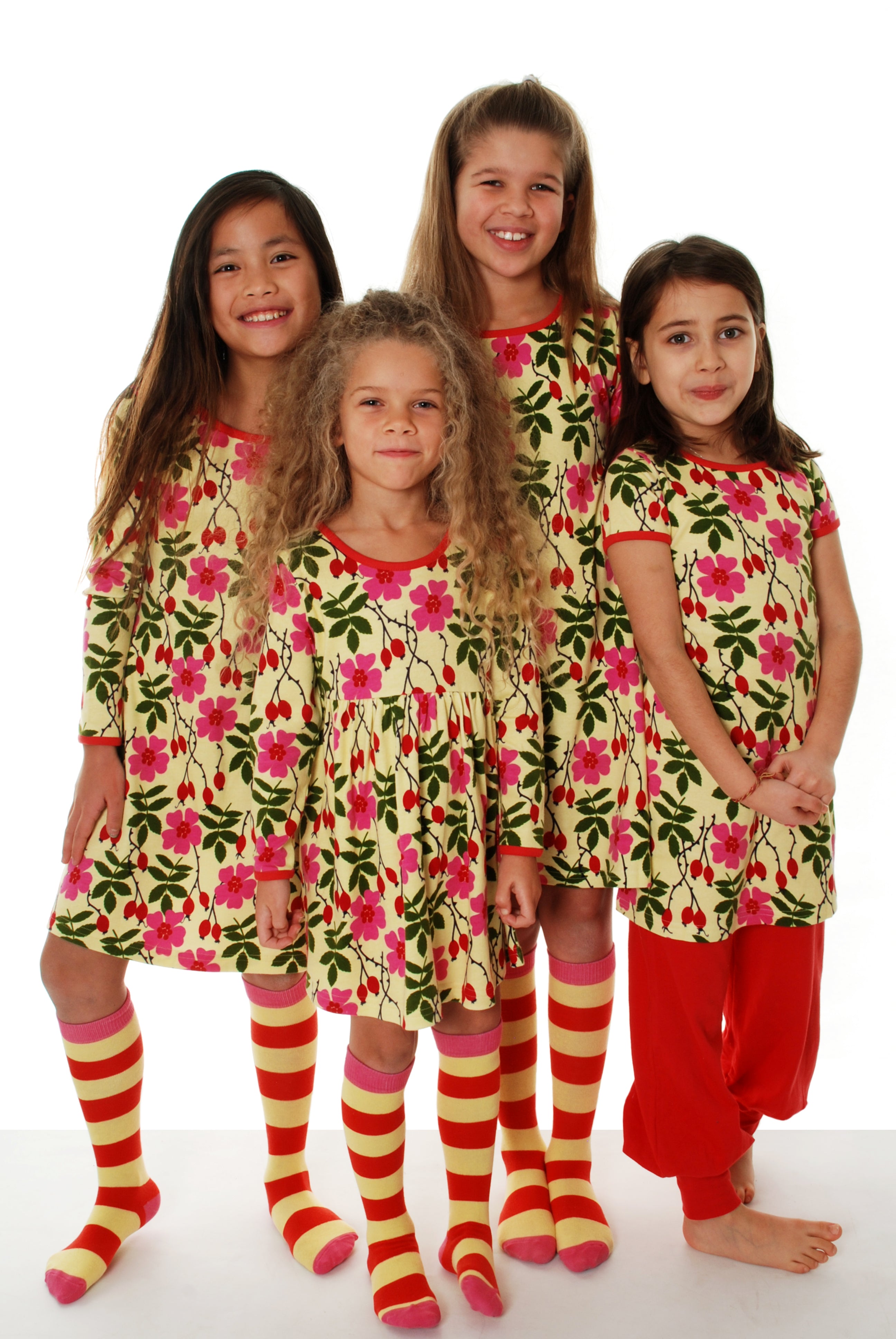 Jurk / Long Sleeve Dress Gathered Rosehip Yellow - Duns Sweden