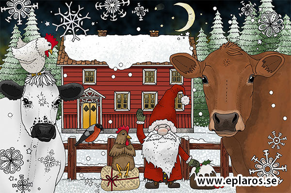 Kerstkaart Julkort Tomte vinkar - Eplaros