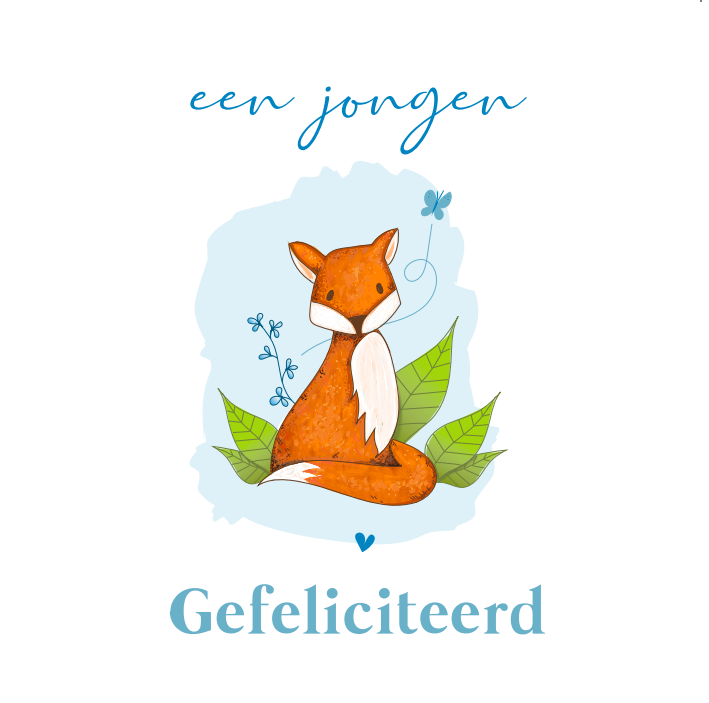 Wenskaart geboorte jongen vosje - Aardkaart
