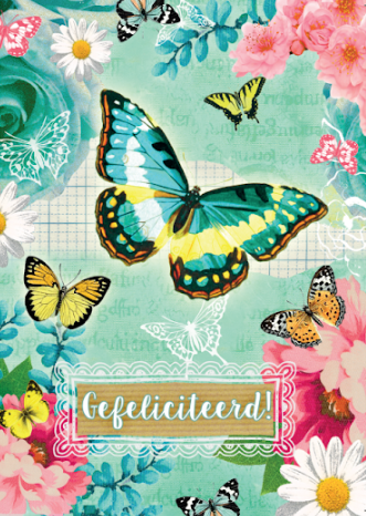 Wenskaart gefeliciteerd vlinders - Aardkaart