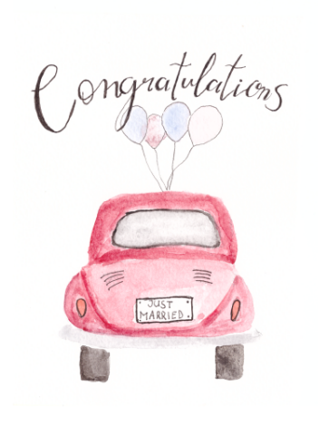 Wenskaart huwelijk just married - Aardkaart