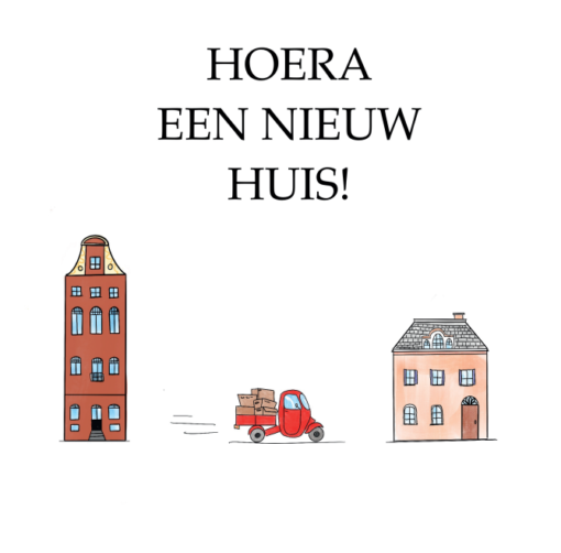 Wenskaart nieuwe woning hoera een nieuw huis - Aardkaart