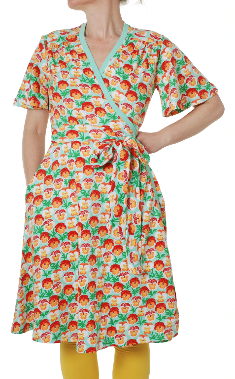 Adult Jurk / Short Sleeve Dress Wrap Dress Pansy Beach Glass - Duns Sweden