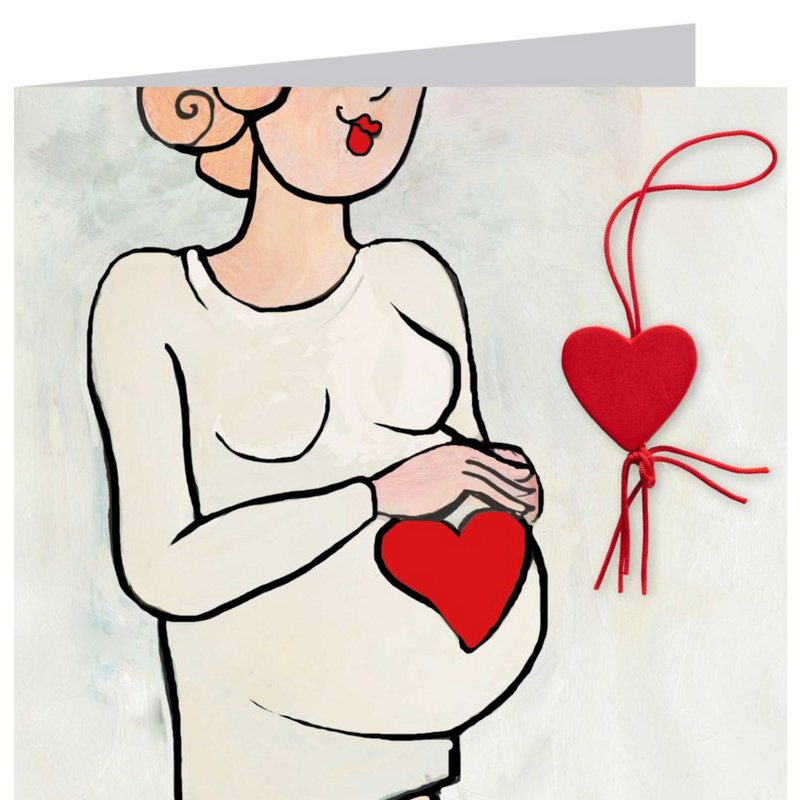 Gelukskaart "Zwanger" met hart hangertje – Sidedish