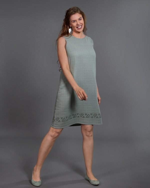 Jurk Rave Muslin Fabric Green - B-Light Organic Clothing