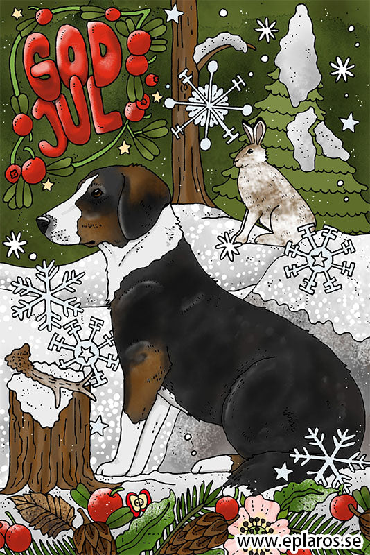 Kerstkaart Julkort Drever och hare - Eplaros