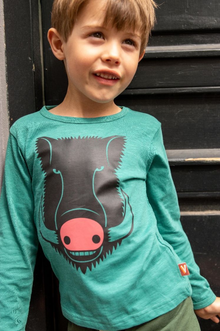 Longsleeve Roar T Grey Teal VILDSVIN - Danefae / Dyr