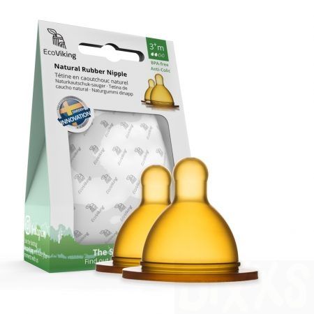 Spenen latex/natuurrubber fase 3 6+m 2-pack - EcoViking